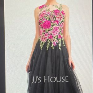 Black tulle embroidered gown